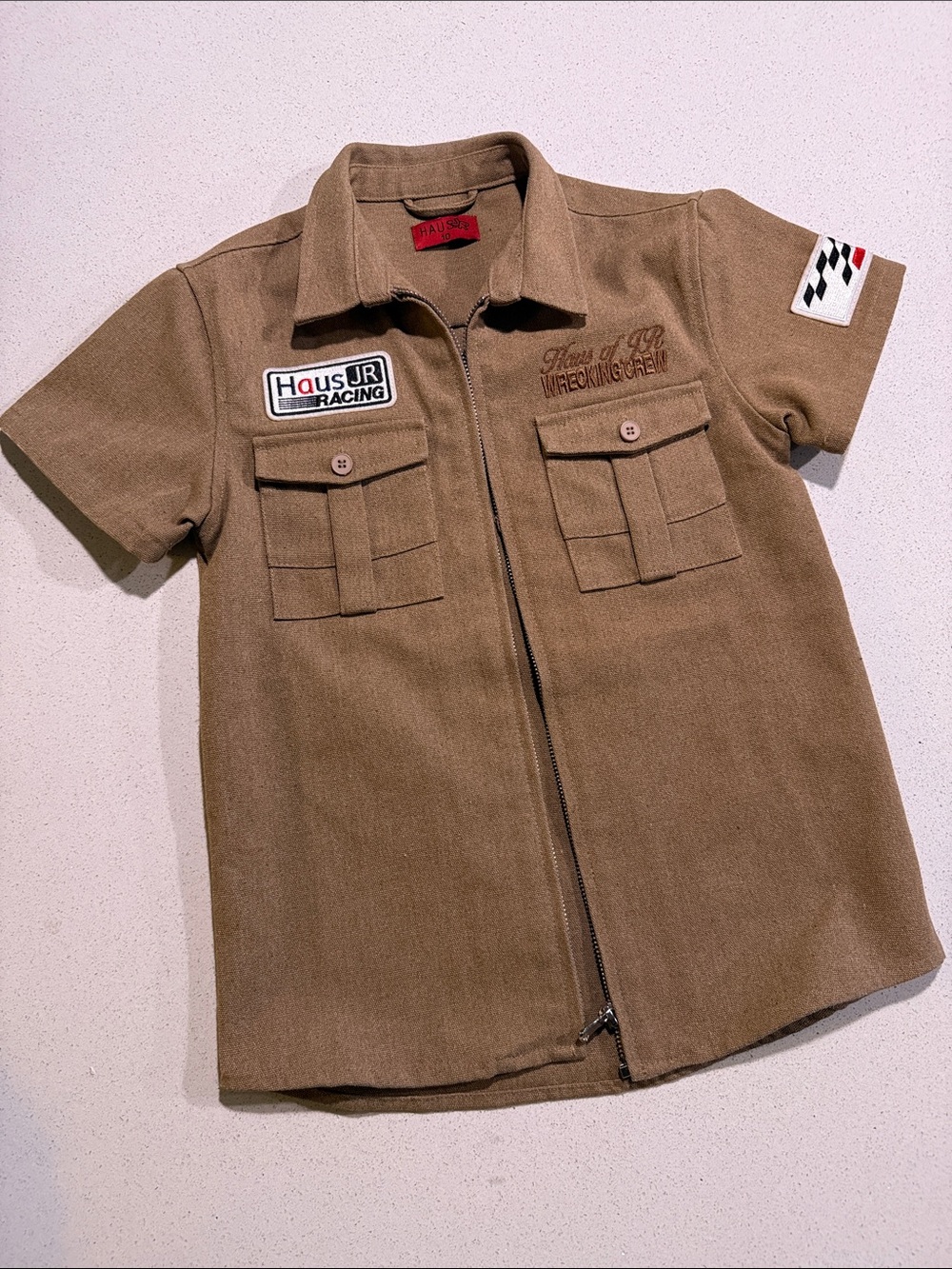 Kids Short Sleeve Racing Shirt - Tan